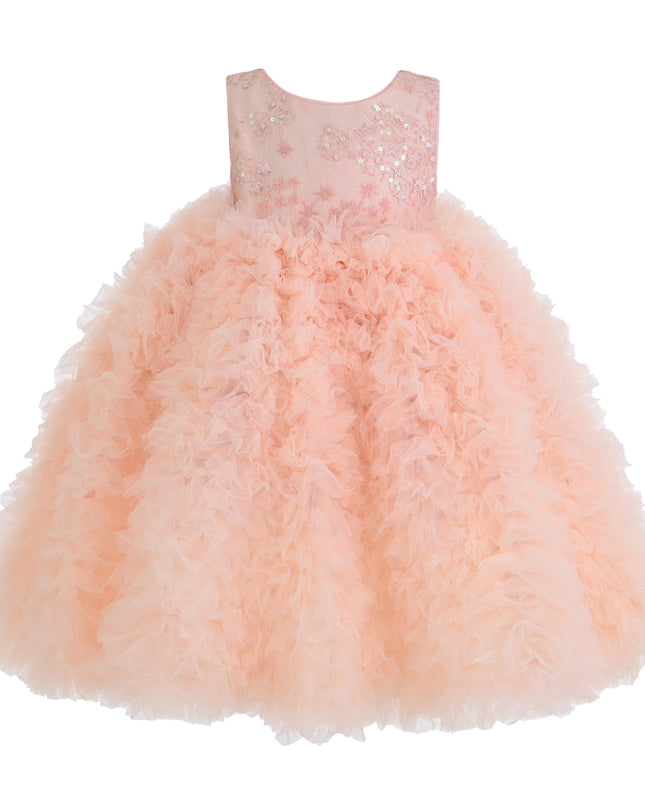 kids atelier Tulleen Pink Beatrice Ruffled Tulle Dress