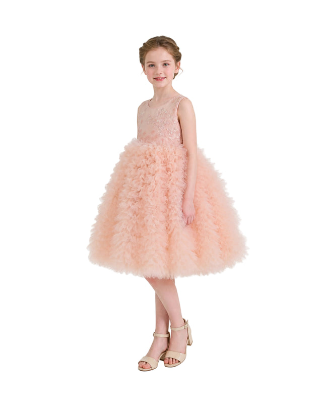 kids atelier Tulleen Pink Beatrice Ruffled Tulle Dress