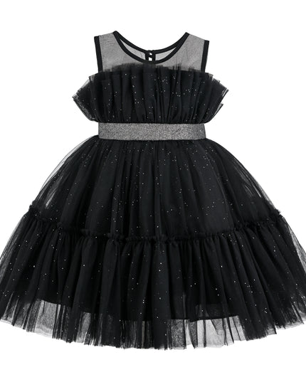 kids atelier tulleen Black Isolara Tulle Glitter Bow Dress