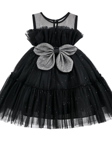kids atelier tulleen Black Isolara Tulle Glitter Bow Dress