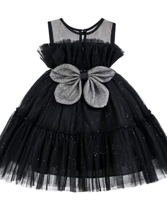 kids atelier tulleen Black Isolara Tulle Glitter Bow Dress
