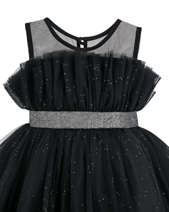 kids atelier tulleen Black Isolara Tulle Glitter Bow Dress