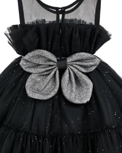 kids atelier tulleen Black Isolara Tulle Glitter Bow Dress