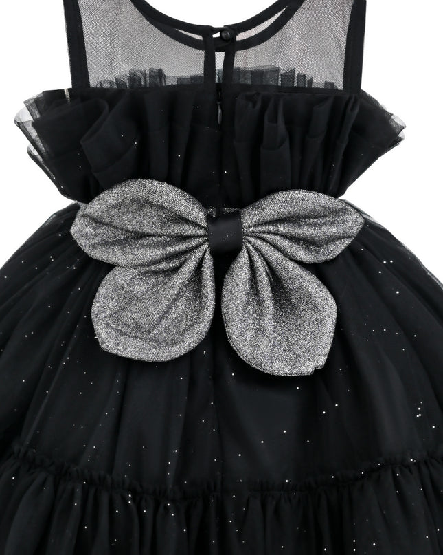 kids atelier tulleen Black Isolara Tulle Glitter Bow Dress