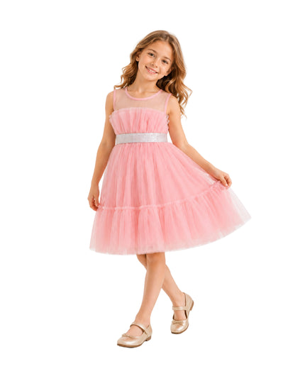 kids atelier tulleen Pink Isolara Tulle Glitter Bow Dress