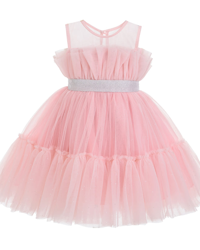 kids atelier tulleen Pink Isolara Tulle Glitter Bow Dress
