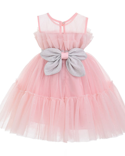 kids atelier tulleen Pink Isolara Tulle Glitter Bow Dress