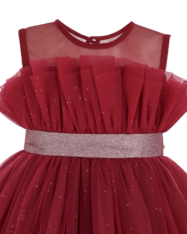 kids atelier tulleen Red Isolara Tulle Glitter Bow Dress