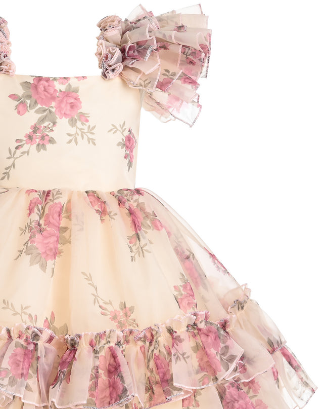 kids atelier tulleen Cream Rosavine Floral Tulle Dress