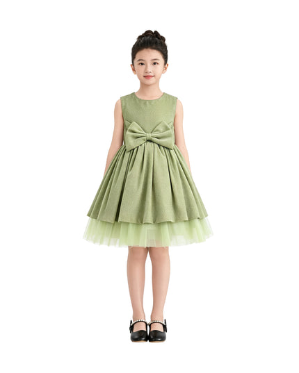 kids atelier tulleen Green Isalyn Glitter Bow Dress