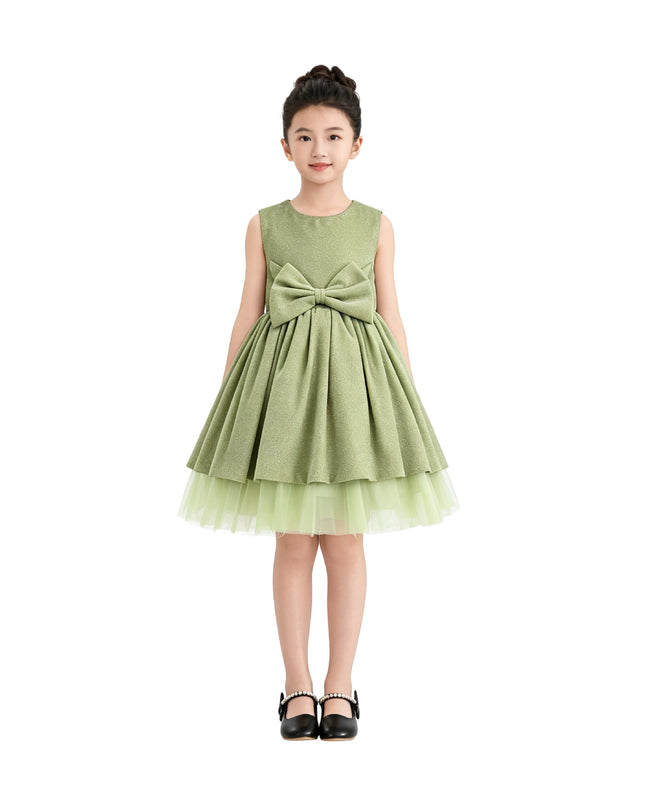 kids atelier tulleen Green Isalyn Glitter Bow Dress