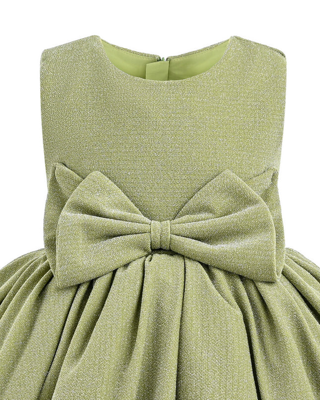 kids atelier tulleen Green Isalyn Glitter Bow Dress