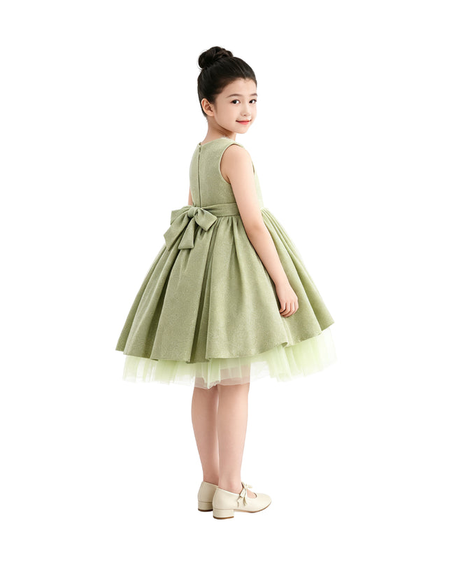 kids atelier tulleen Green Isalyn Glitter Bow Dress