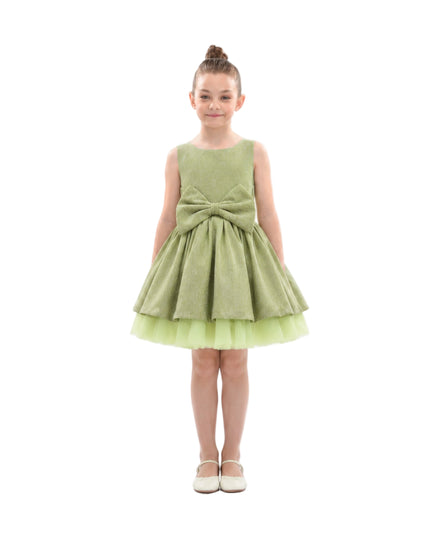 kids atelier tulleen Green Isalyn Glitter Bow Dress