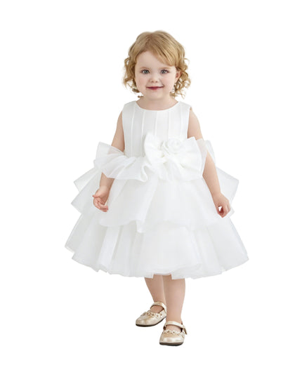 kids atelier tulleen White Altheira Bow Ruffle Dress