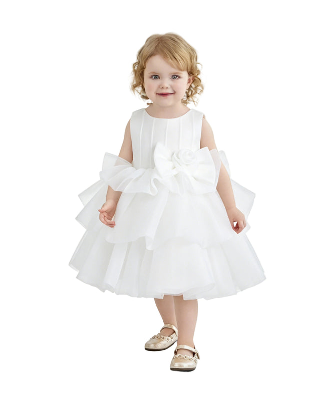 kids atelier tulleen White Altheira Bow Ruffle Dress