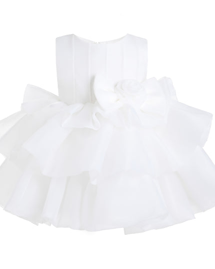 kids atelier tulleen White Altheira Bow Ruffle Dress