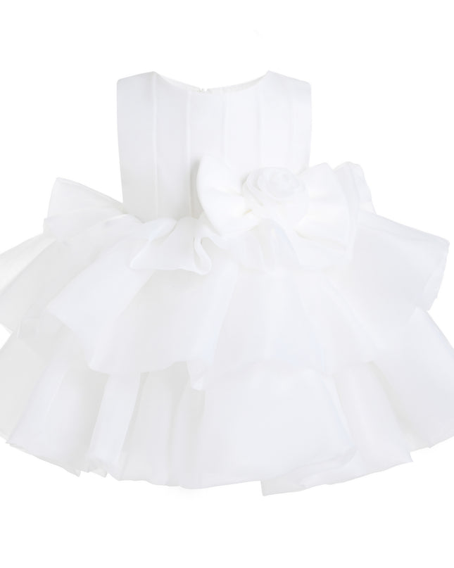 kids atelier tulleen White Altheira Bow Ruffle Dress