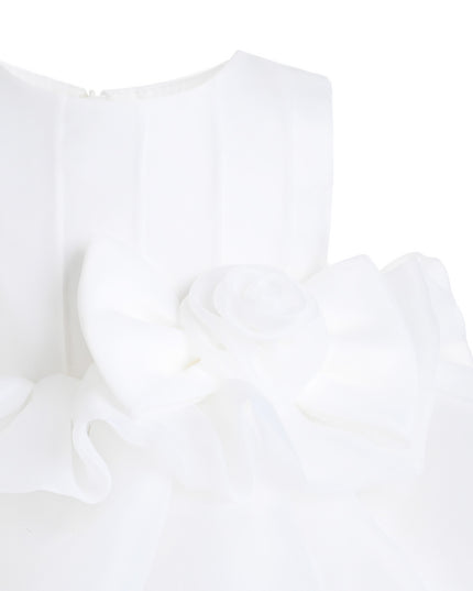 kids atelier tulleen White Altheira Bow Ruffle Dress