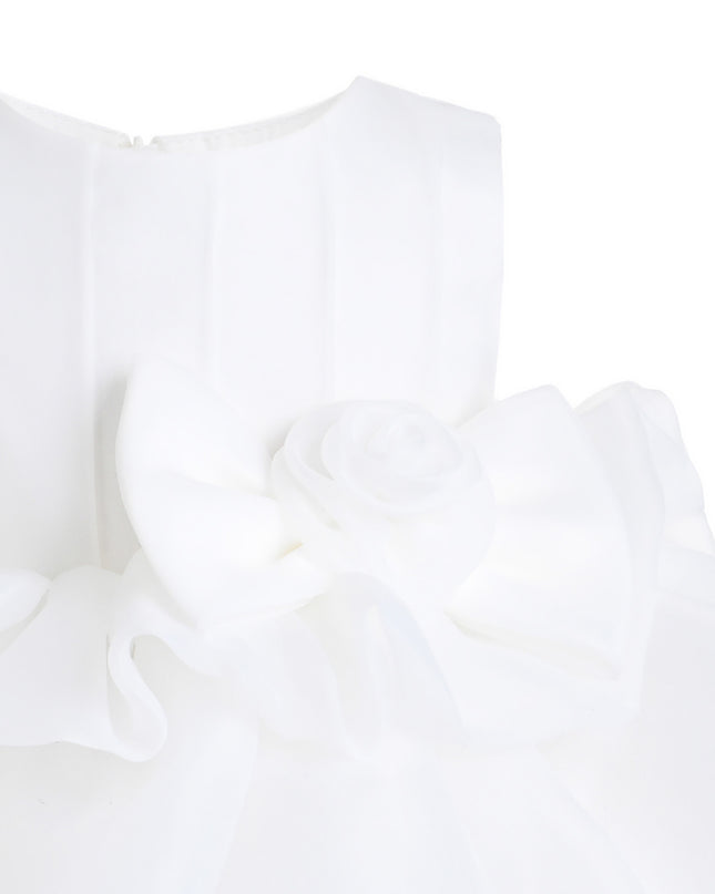 kids atelier tulleen White Altheira Bow Ruffle Dress
