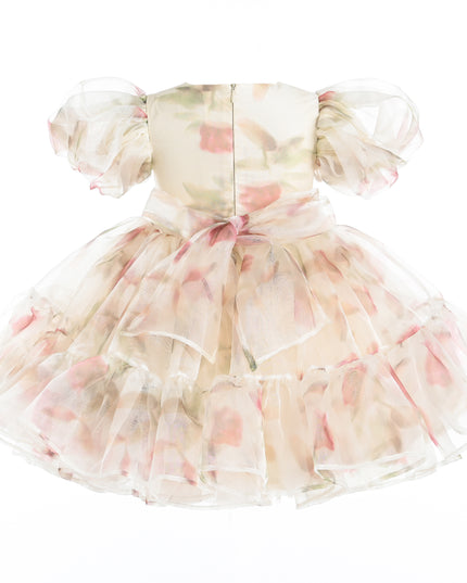 kids atelier tulleen Cream Elanora Floral Organza Dress