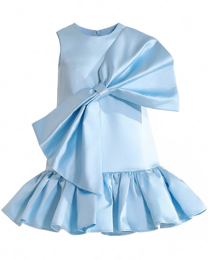 kids atelier tulleen Blue Dahlielle Satin Bow Dress