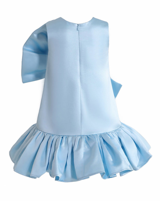 kids atelier tulleen Blue Dahlielle Satin Bow Dress