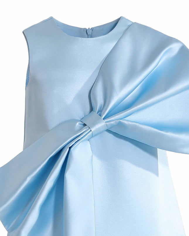 kids atelier tulleen Blue Dahlielle Satin Bow Dress