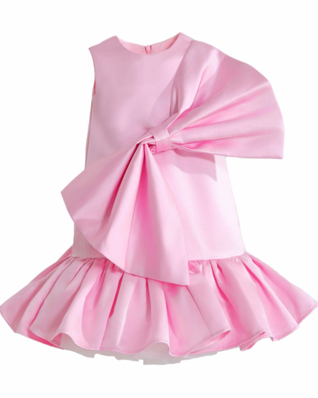 kids atelier tulleen Pink Dahlielle Satin Bow Dress