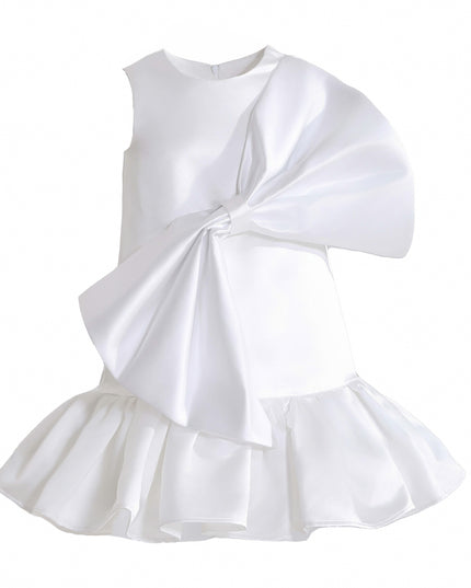 kids atelier tulleen White Dahlielle Satin Bow Dress