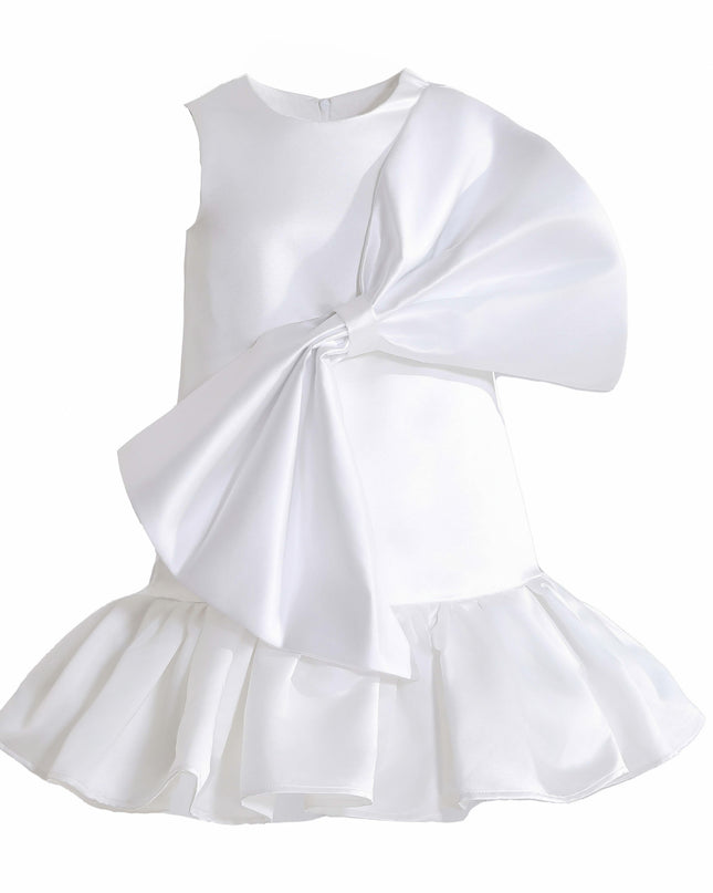 kids atelier tulleen White Dahlielle Satin Bow Dress