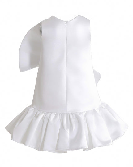 kids atelier tulleen White Dahlielle Satin Bow Dress