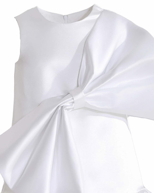 kids atelier tulleen White Dahlielle Satin Bow Dress