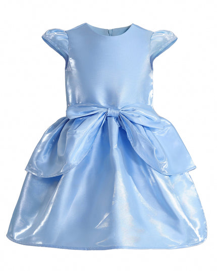 kids atelier tulleen Blue Juliora Puff Sleeve Satin Dress