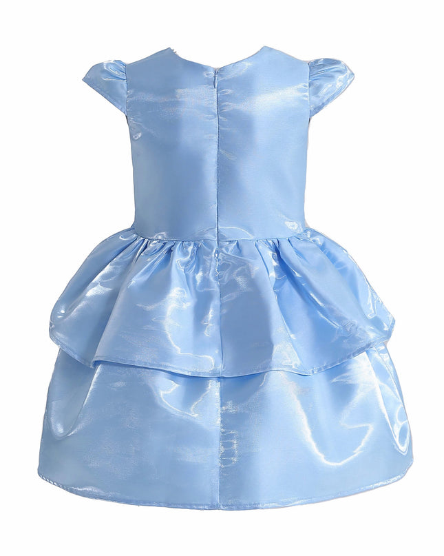 kids atelier tulleen Blue Juliora Puff Sleeve Satin Dress