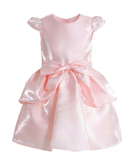 kids atelier tulleen Pink Juliora Puff Sleeve Satin Dress
