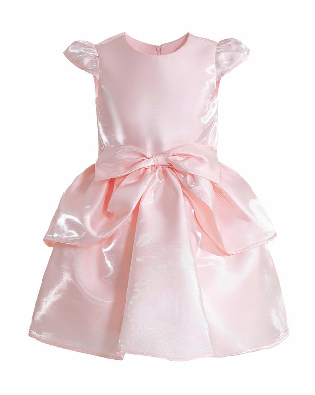 kids atelier tulleen Pink Juliora Puff Sleeve Satin Dress