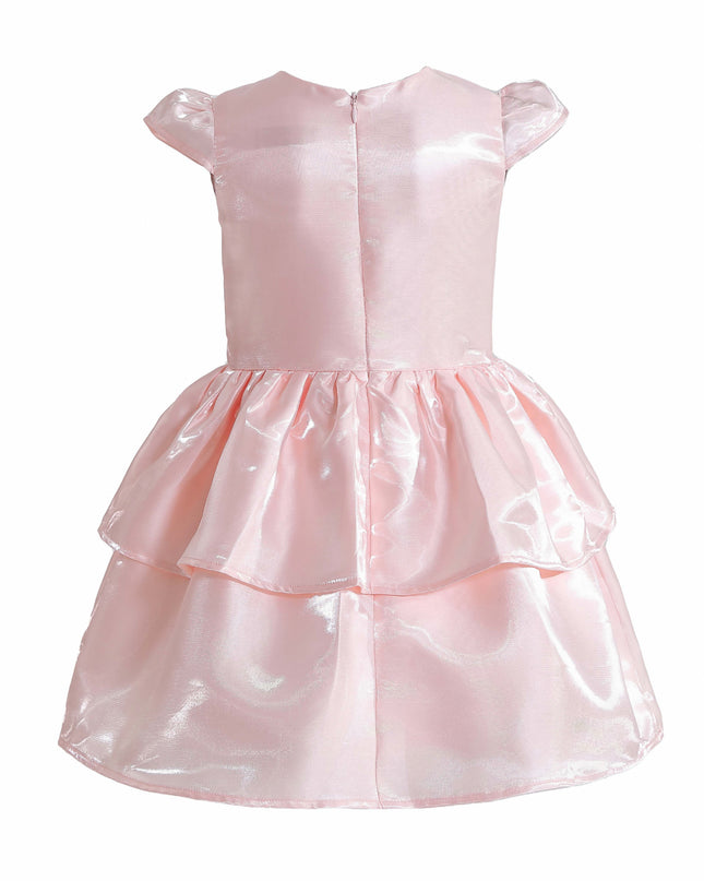 kids atelier tulleen Pink Juliora Puff Sleeve Satin Dress