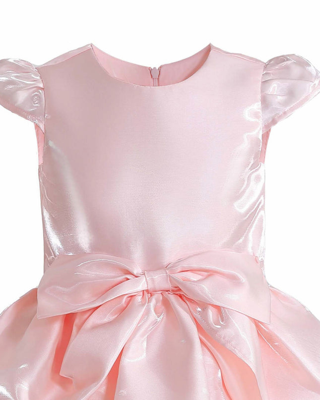 kids atelier tulleen Pink Juliora Puff Sleeve Satin Dress