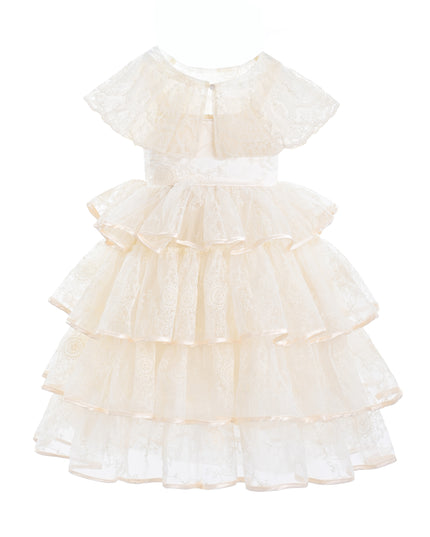 kids atelier tulleen Beige Elka Tiered Lace Dress