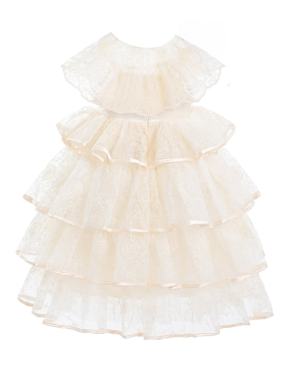 kids atelier tulleen Beige Elka Tiered Lace Dress