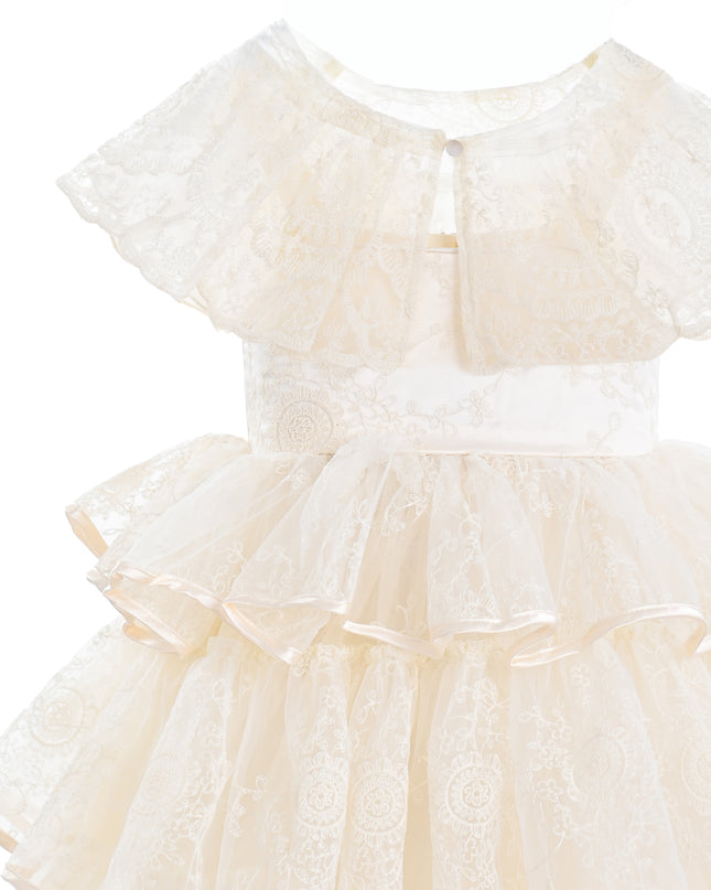 kids atelier tulleen Beige Elka Tiered Lace Dress