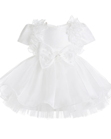 kids atelier tulleen White Celestara Ruffle Bow Dress