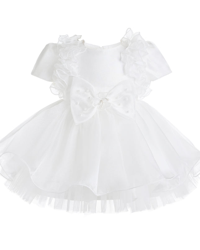 kids atelier tulleen White Celestara Ruffle Bow Dress