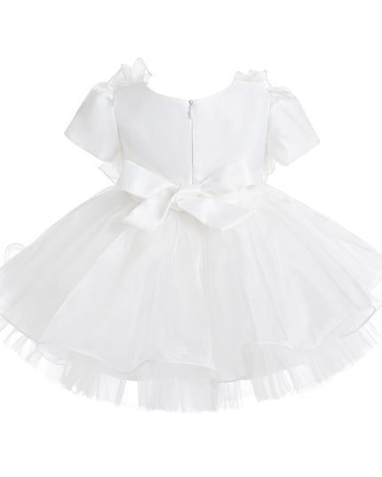 kids atelier tulleen White Celestara Ruffle Bow Dress