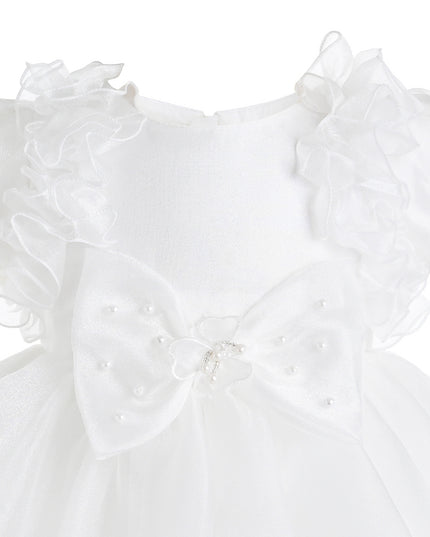kids atelier tulleen White Celestara Ruffle Bow Dress