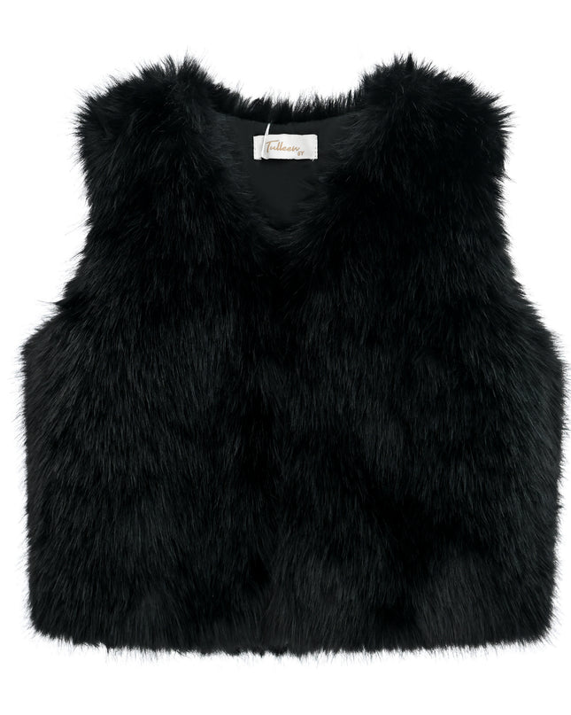 kids atelier tulleen Black Faux Fur Chic Vest