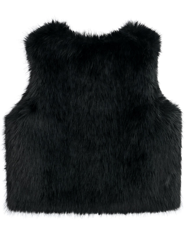 kids atelier tulleen Black Faux Fur Chic Vest