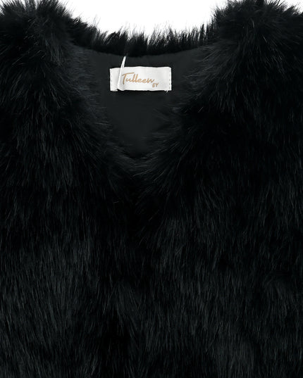 kids atelier tulleen Black Faux Fur Chic Vest