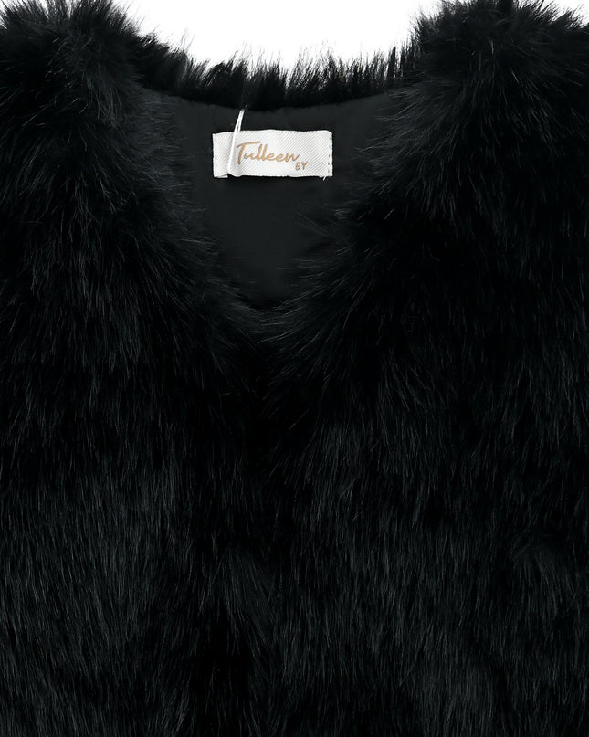 kids atelier tulleen Black Faux Fur Chic Vest